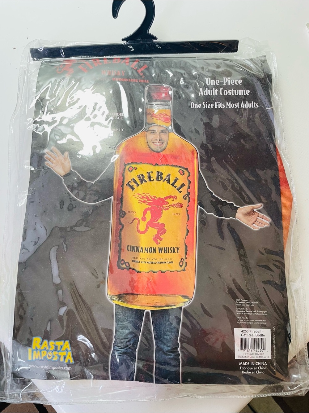 Cinnamon Whisky Bottle Adult Costume - Orange Fireball One Size
